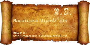 Macsicska Dionízia névjegykártya
